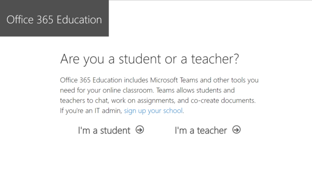 Screenshot der Abfrage ob Schüler oder Lehrer